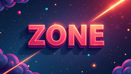 Stunning 3D Text Design: A Vibrant Cosmic Zone