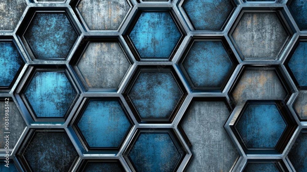 Leinwandbilder abstract textured background featuring hexagonal patterns in shades of blue and gray, showcasing geo