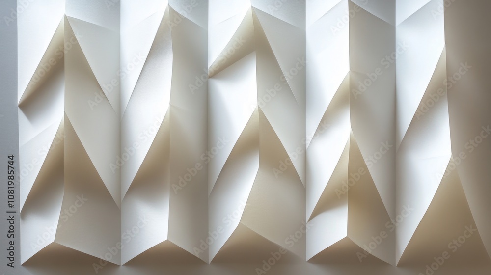 Poster Abstract Design with White and Cream Paper Geometric Shapes Creating Texture and Depth for Modern Interior Spaces