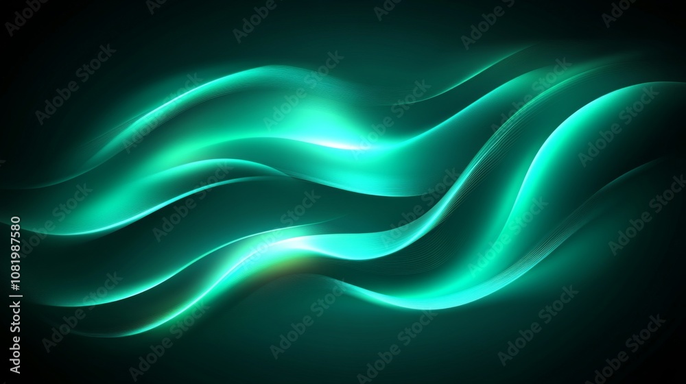 Aufkleber smooth flowing waves in bright teal tones creating a dreamlike abstract design for backgrounds and t