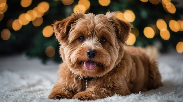 christmas portrait of a puddel dog