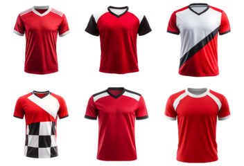 Set of sports jersey design mockup isolated on a transparent background