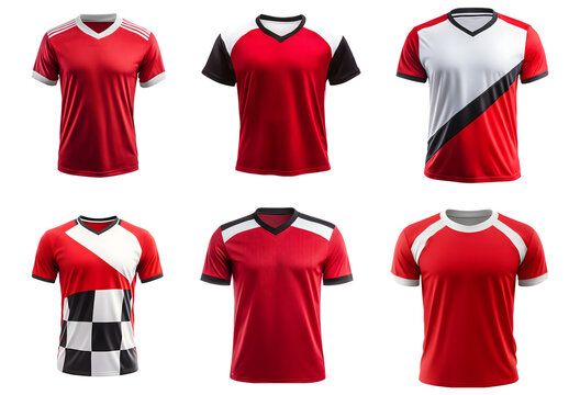 Set of sports jersey design mockup isolated on a transparent background