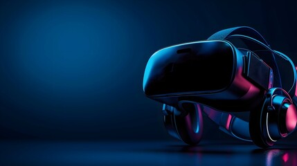 Portrait of amazed a VR headset explores the metaverse's virtual space. Gaming and futuristic entertainment concept