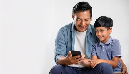 Obraz premium Family Education Indonesian Parent and Children Engaged in Digital Learning with Laptop