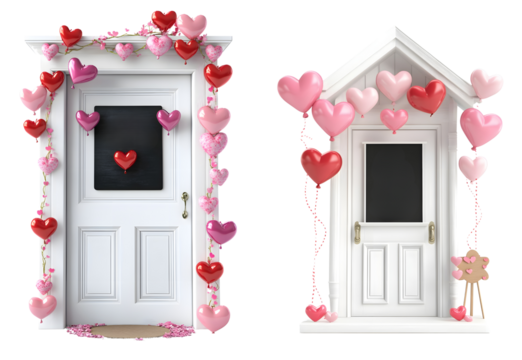 Heart-themed Door Decorations for Celebrations, transparent background