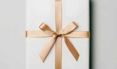 Fototapeta premium Gift box with gold ribbon for product branding and presentation, Generative AI