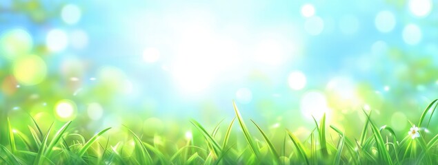 Obraz premium Blurred Spring Nature Background with Sun Flare