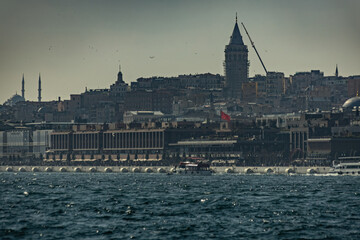 Fototapeta premium Galata tower view from the sea Bosphorus Istanbul Turkey