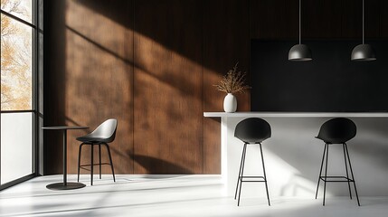 A photo of an interior wall with dark wood, Beautiful dark wooden room