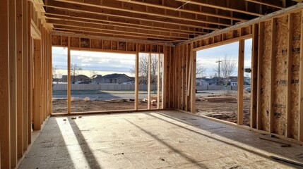 Fototapeta premium Open Space in New Construction Home Interior