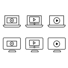 Video file icon vector set. Watch video illustration sign collection. Online symbol. Watch logo.
