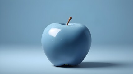 Obraz premium blue apple with light blue background 