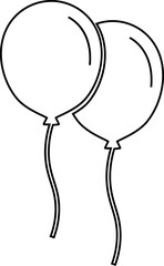 Balloon icon isolated on transparent background. Vector line in black color balloons template for anniversary birthday party event design Celebration symbol