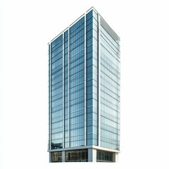 Obraz premium Modern glass skyscraper against white background.