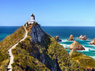 New Zealand, lighthouse on the South island coast