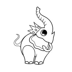 Doodle cute character elephant sticker illustration outline