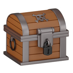 3D Render Treasure Chest Pirate Icon llustration