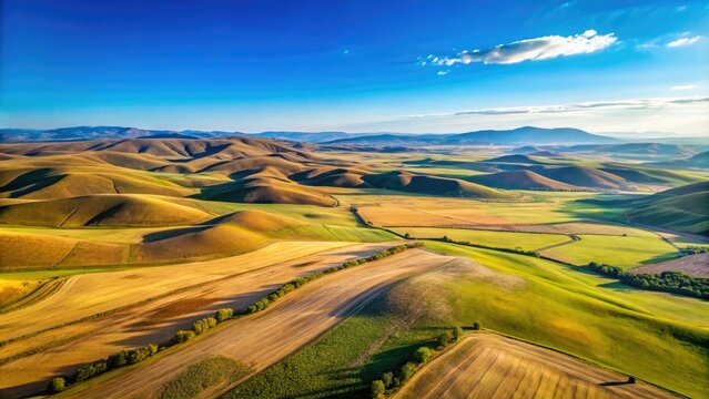 A boundless landscape beneath a clear azure sky beckons explorers and offers a peaceful retreat, inspiring calm thoughts and a spirit of adventure.