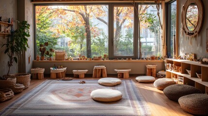 Reggio Emilia approach emphasizing child-centered, experiential learning in a collaborative community environment