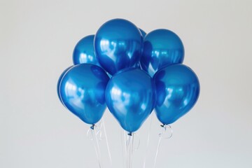 Balloons Blue. Beautiful Blue Balloons on White Background for Anniversary Greeting Card