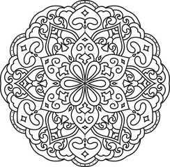 Mandala For Adult coloring page.Flower Outline mandala vector