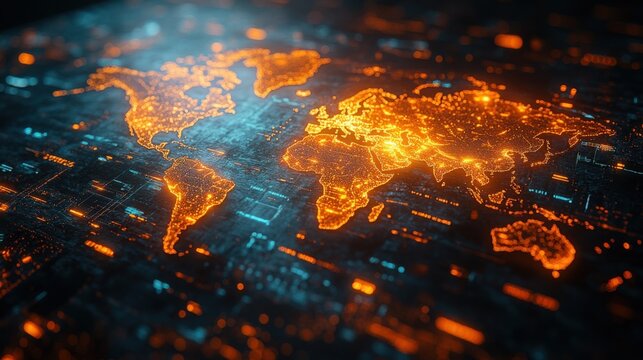 Aesthetic map display visualizing global data patterns on a clean layout