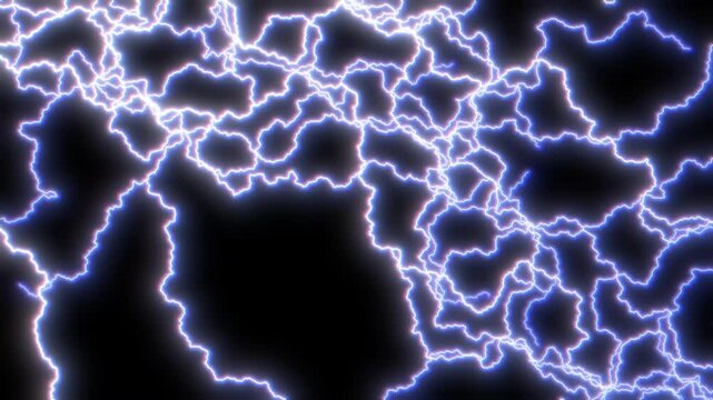 Full Screen Chaotic Electric Lightning Charge with Dozens of Strikes and Chromatic Glow. Graphic Overlay to Add to Film, Video, VFX, Visual Effects Projects. Animation ProRes 4K.