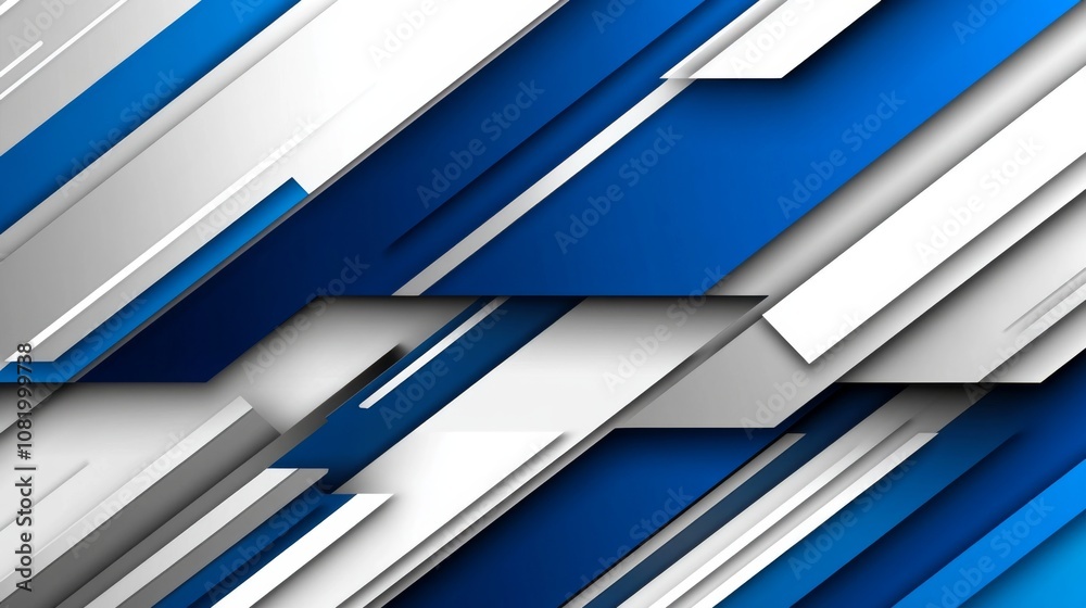 Poster Abstract Geometric Background with Blue, White, and Gray Stripes Creating a Dynamic Visual Composition for Modern Design and Technology Applications