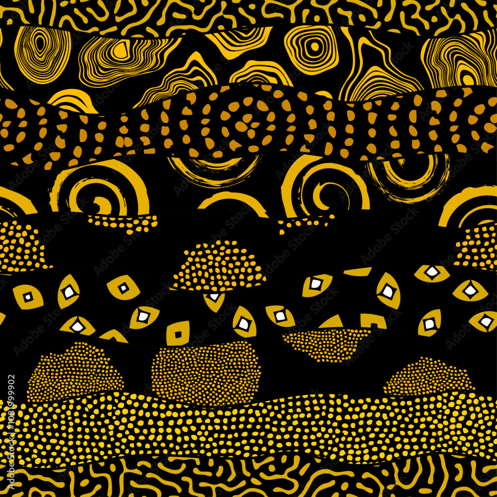 Poster Background of the tribal ethnic culture pattern. Seamless vector pattern in patchwork style based on afro ethnic style ornaments