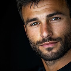 Obraz premium Portrait of a man with a thoughtful expression and dark background