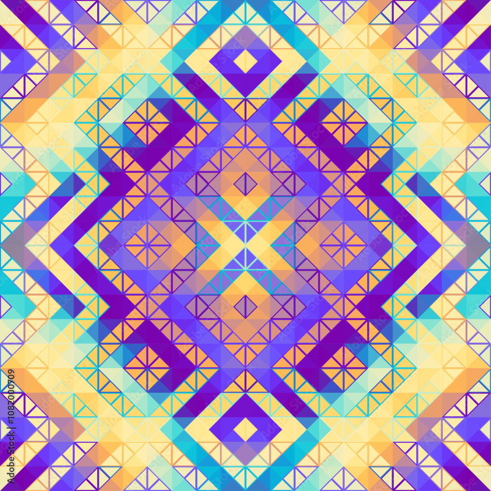 Poster colorful aztec fabric, wallpaper and home decor. abstract seamless tileable pattern. triangles aztec