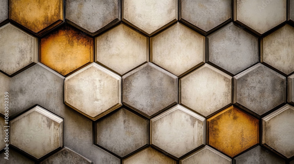 Poster high-resolution close-up of textured honeycomb pattern in warm tones featuring shades of beige, brow