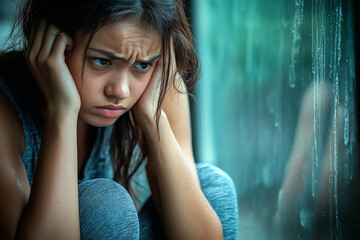 Woman Standing Still in Time Her Emotions Speaking of Anticipation