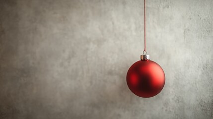 Christmas minimalist white background with a single red ornament