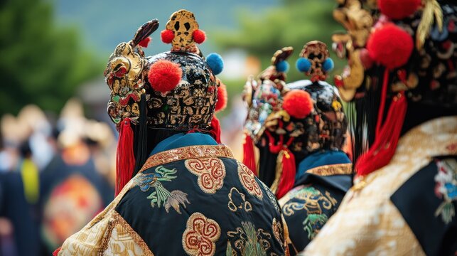 Traditional funerary attire worn during rites and ceremonies, symbolizing honor and respect for the deceased