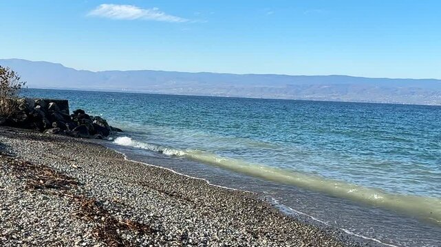 Shoreline of Lake Geneva in Thonon les Bains