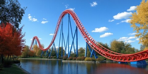 Fototapeta premium roller coaster ride in park