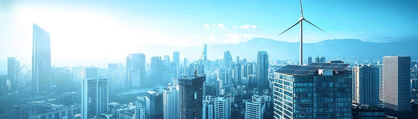 Sustainable Urban Cityscape with Renewable Energy Infrastructure