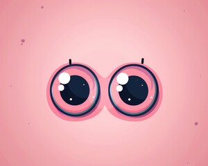 Cartoon Happy Eyes. Collection of Animated Googly Eyes on Pastel Pink Background