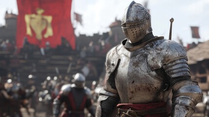 Knight tournaments where armored warriors compete in combat events like jousting and sword fighting
