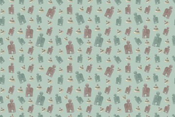 Seamless Pattern with toddler wood toys. Hand drawn illustration baby car and rattle. Watercolor seamless background for Kids. Print for childish textile or wallpaper