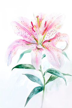 Watercolour painting of pink calla lily flowers on white background, Elegant spring flower, pastel tone, illustration poster