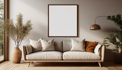 modern living room with sofa, Frame mockup,Living room wall poster mockup. Interior mockup with house background modern living room interior