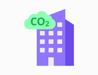 Workplace Carbon Footprint illustration. Sustainable workplace icon illustration. Sustainable Building Icon. 