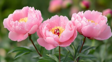 Fototapeta premium Stunning Pink Peony Blossoms in Garden