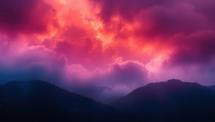 Fototapeta premium a close up of a mountain with a cloudy sky and a mountain range