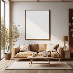 modern living room with sofa, Frame mockup,Living room wall poster mockup. Interior mockup with house background modern living room interior