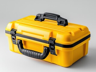 Durable yellow tool case workshop storage product display modern setting side view utility organization