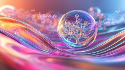 Colorful Abstract Bubble in Fluid Waves